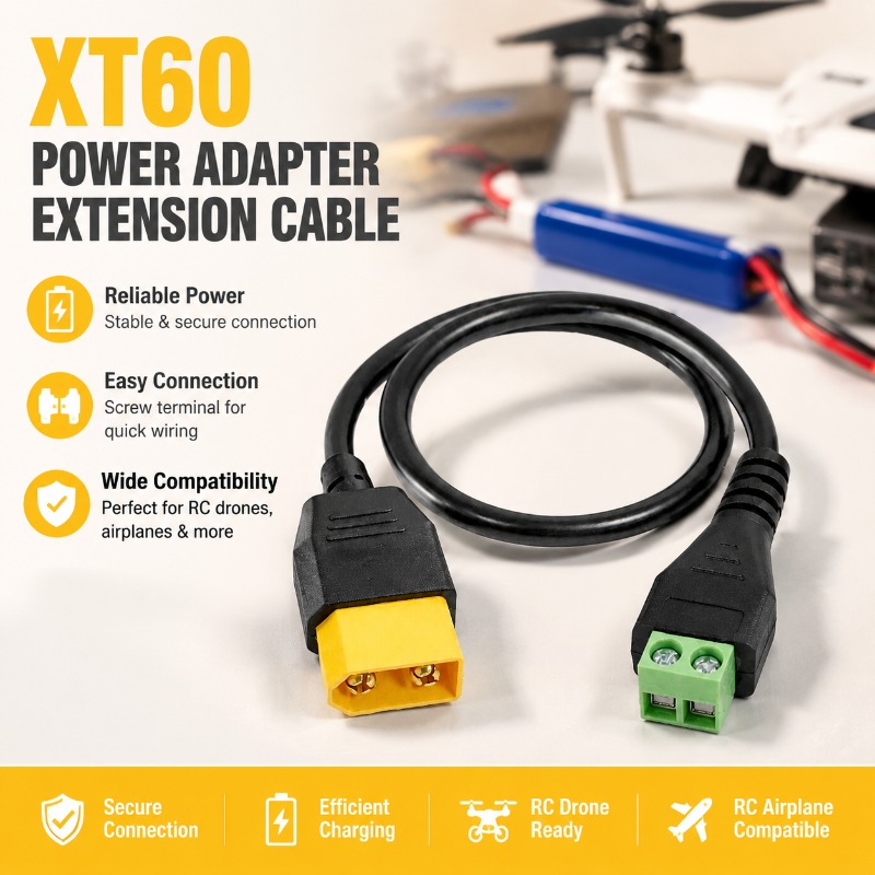 Drone Battery Connector - موصل XT60 ذكر وأنثى إلى كابل